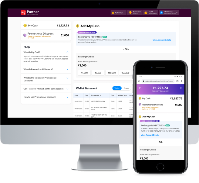 myPartner Travel agent booking platform by MakeMyTrip